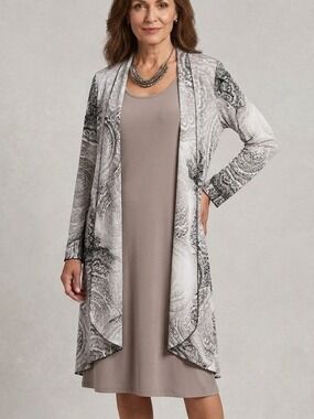 🇨🇦NWOT VICTORIA COLLECTION 2 Piece Sleeveless Dress Paisley Cardigan Set 1X